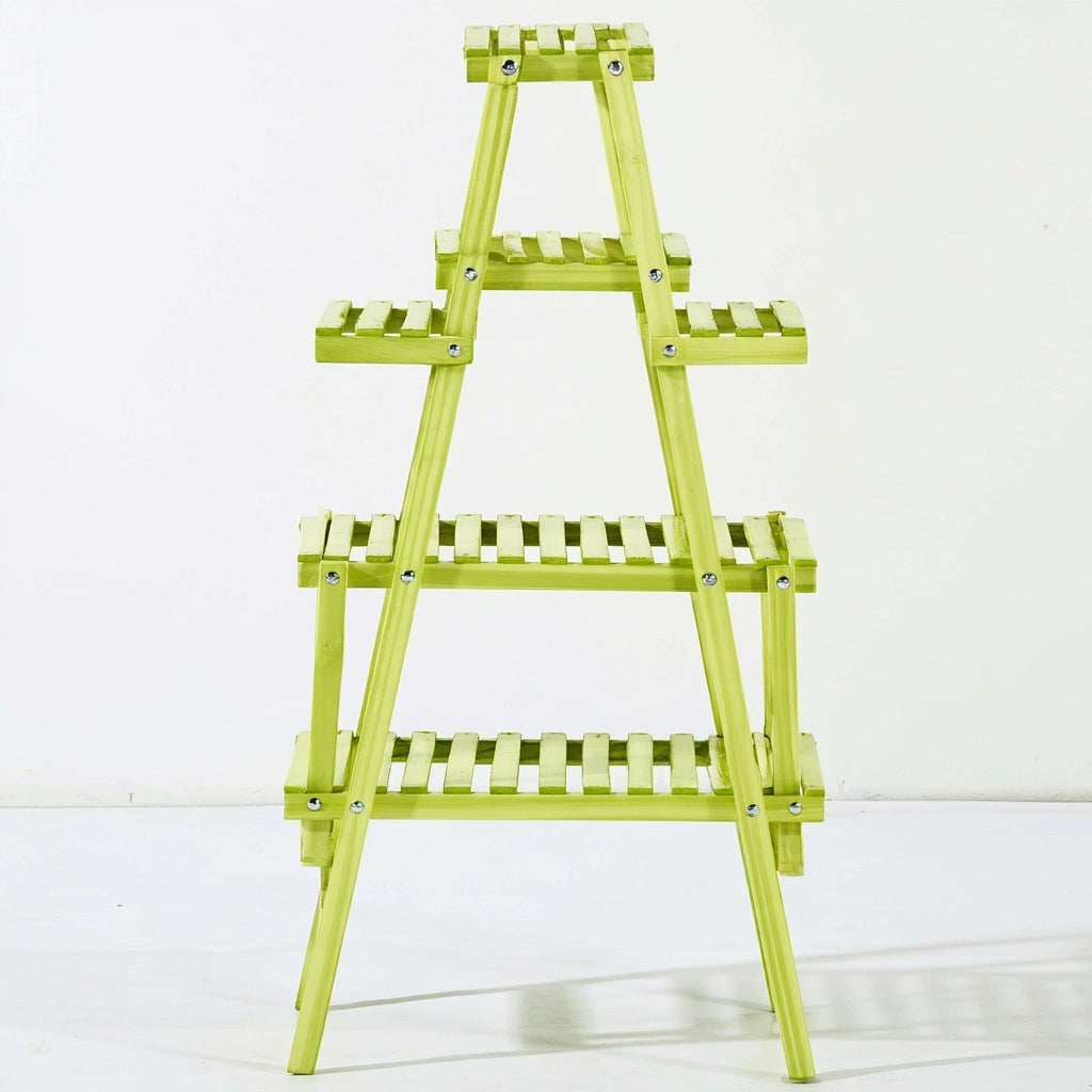 Plantenstandaard van hout, kleur groen
