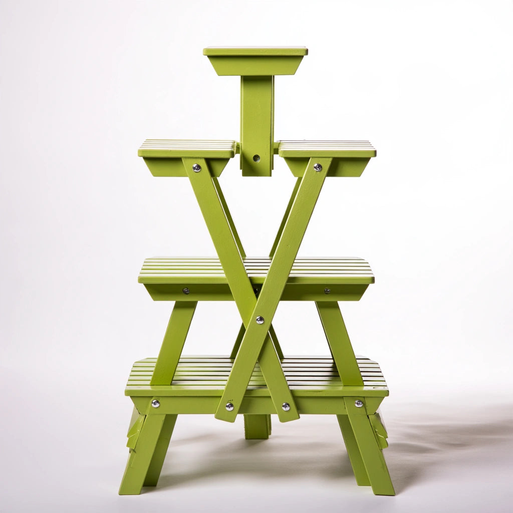 Plantenstandaard van hout, kleur groen