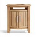 Light brown wooden storage cabinet with oak-look finish, designed for versatile use in home or office spaces.